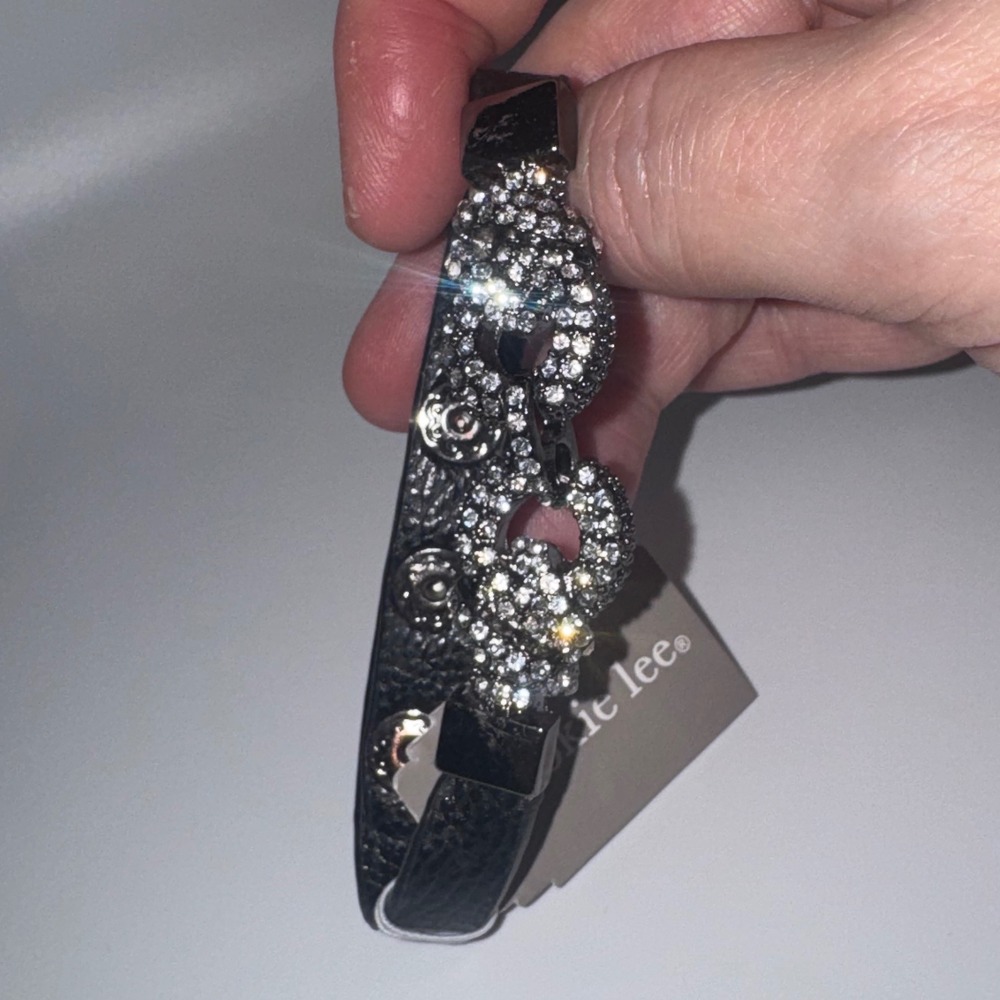 NWT Vintage Cookie Lee Urban Edge Leather Crystal Interlocking Wrap Bracelet